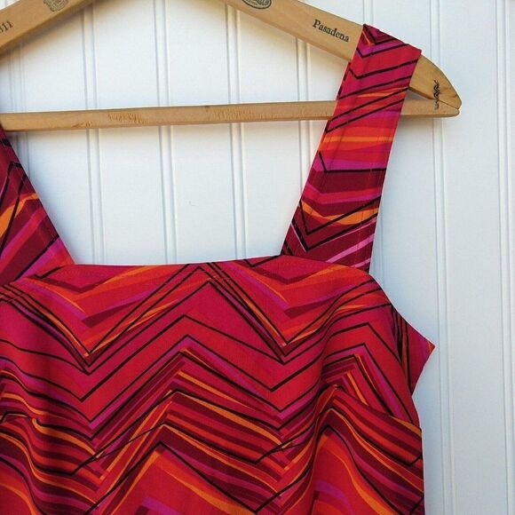 Vintage 90s Y2K Square Neck Crop Top Size M L Red Print Sleeveless - Picture 3 of 6